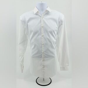 J. Ferrar Stretch Slim Coolmax Button‎ Up Dress Shirt L 16-16.5 34-35 White NWOT